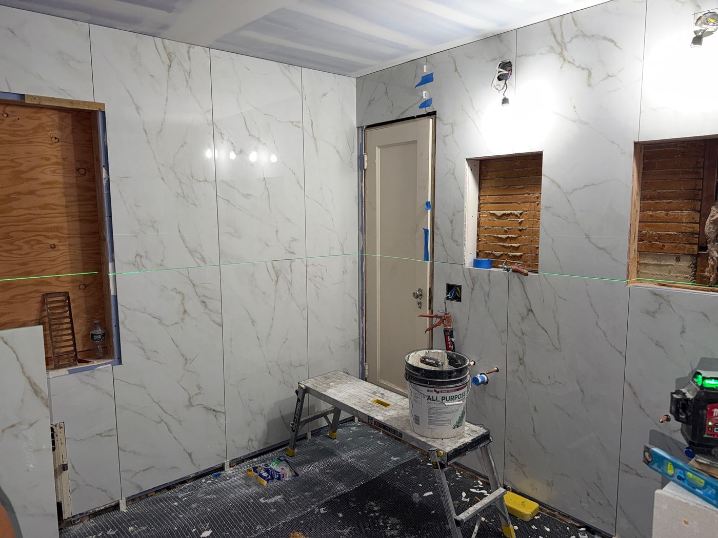 Wall tile going up