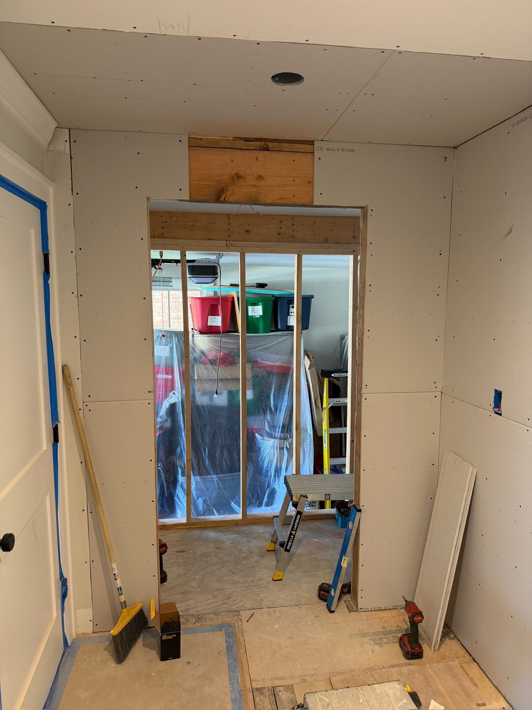 First drywall up