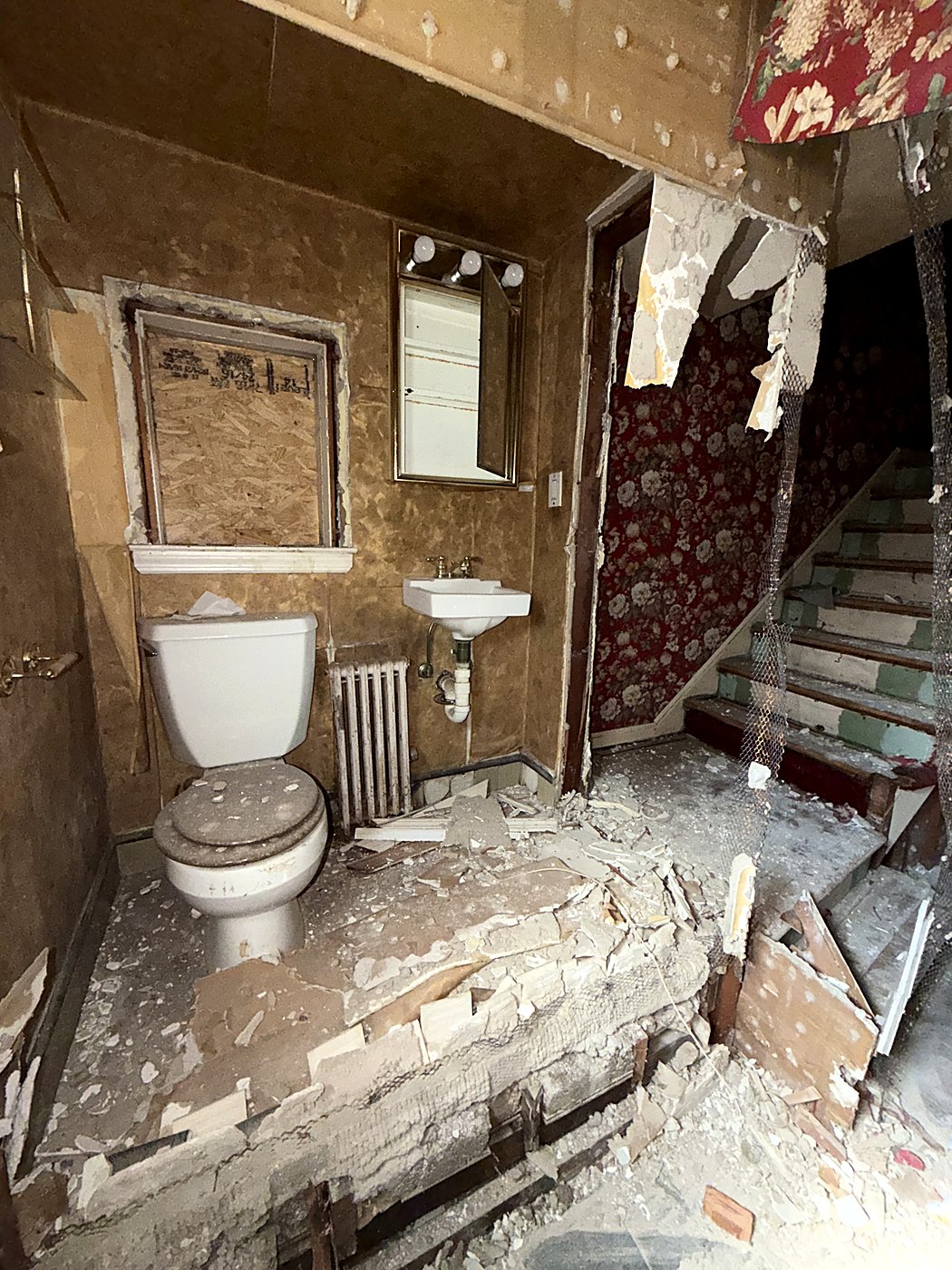 Original bathroom before the addition and structural work began