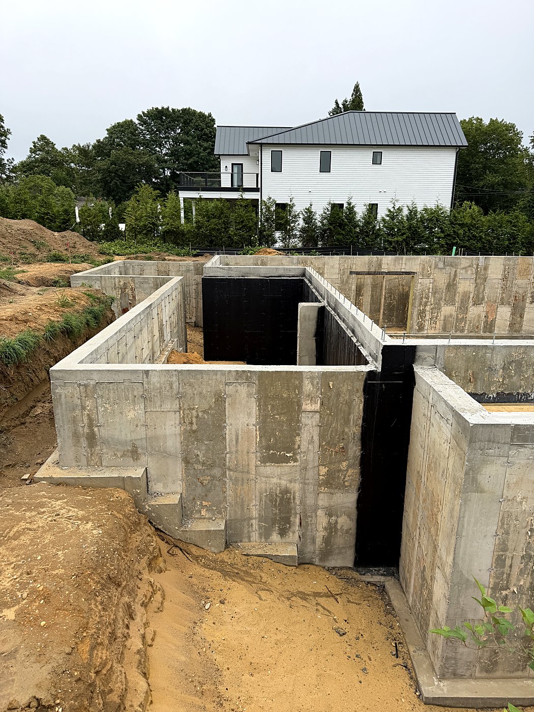Overhead view of the custom home foundation footprint