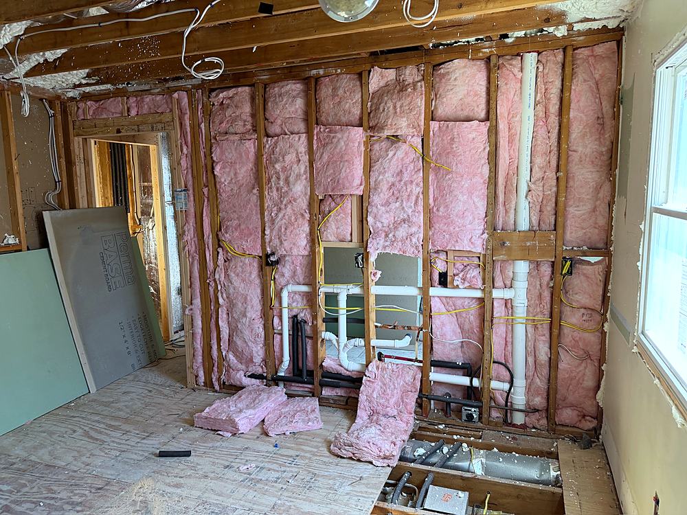 Exterior walls insulated and ready for board